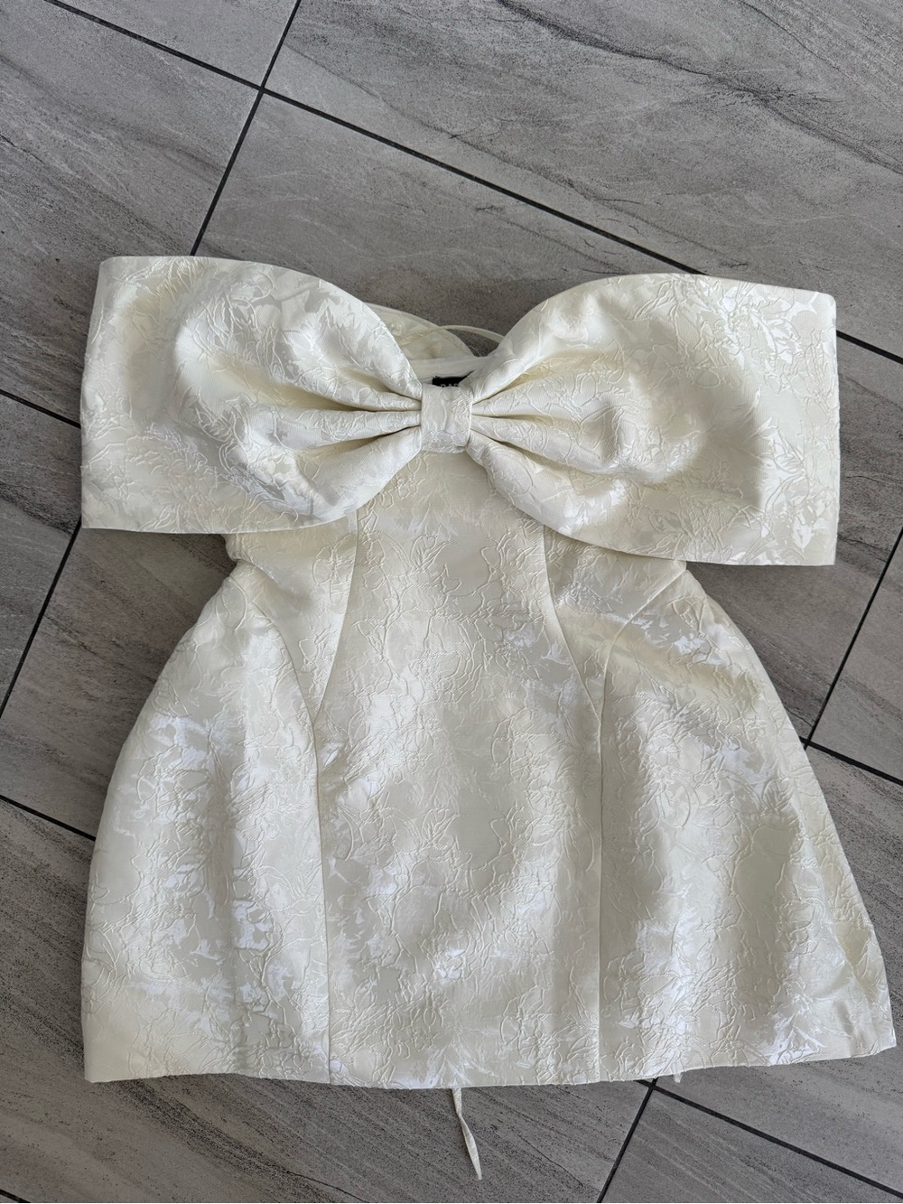 Babyboo Ivory Strapless Mini Dress with Statement Bow